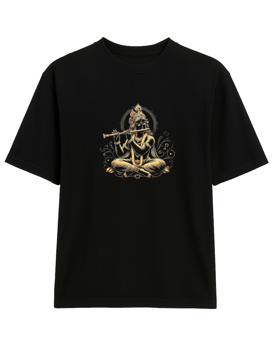 Divine Krishna Premium Golden Print Oversized Unisex T- Shirt